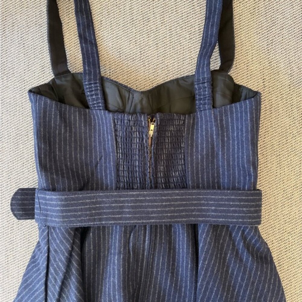 NEW Cara Cara Calypso Belt Bustier Midi Dress Navy Chalk Pin Stripe US 6 UK 10 - Picture 11 of 14